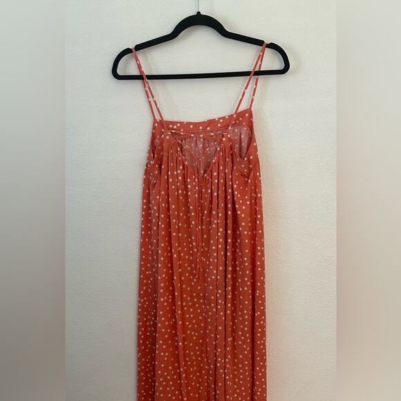 Lefties Size L Coral Polka Dot Maxi Dress - Picture 4 of 6